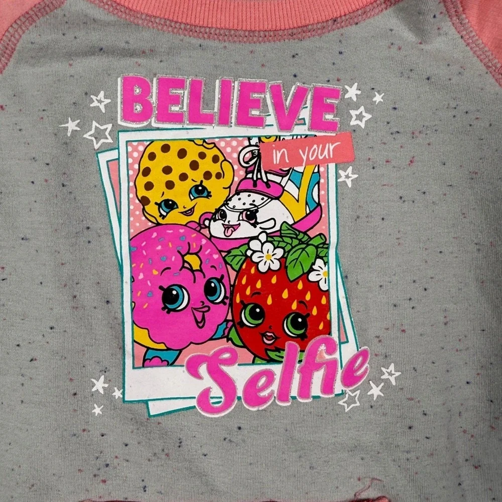 Shopkins Girls Believe In Your Selfie Sweatshirt Pink Grey Size M 7/8 614794PKM